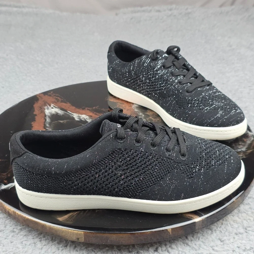 Easy Spirit Women's Semaitez Black Knit Sneakers Lace Up Casual Comfort Shoes‎